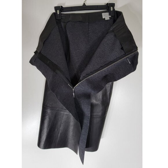 GREY by Jason Wu Genuine Lambskin Leather Pencil Skirt, Black , Womens Size 8 - Picture 5 of 7